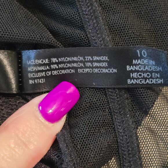 Smart & Sexy The Curvy Collection High Rise Cheekini Womens 10 Black Lace Mesh - Picture 7 of 8